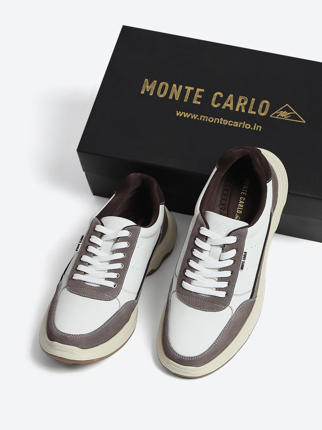 Monte Carlo White & Taupe Comfort Casual Sneakers for Men