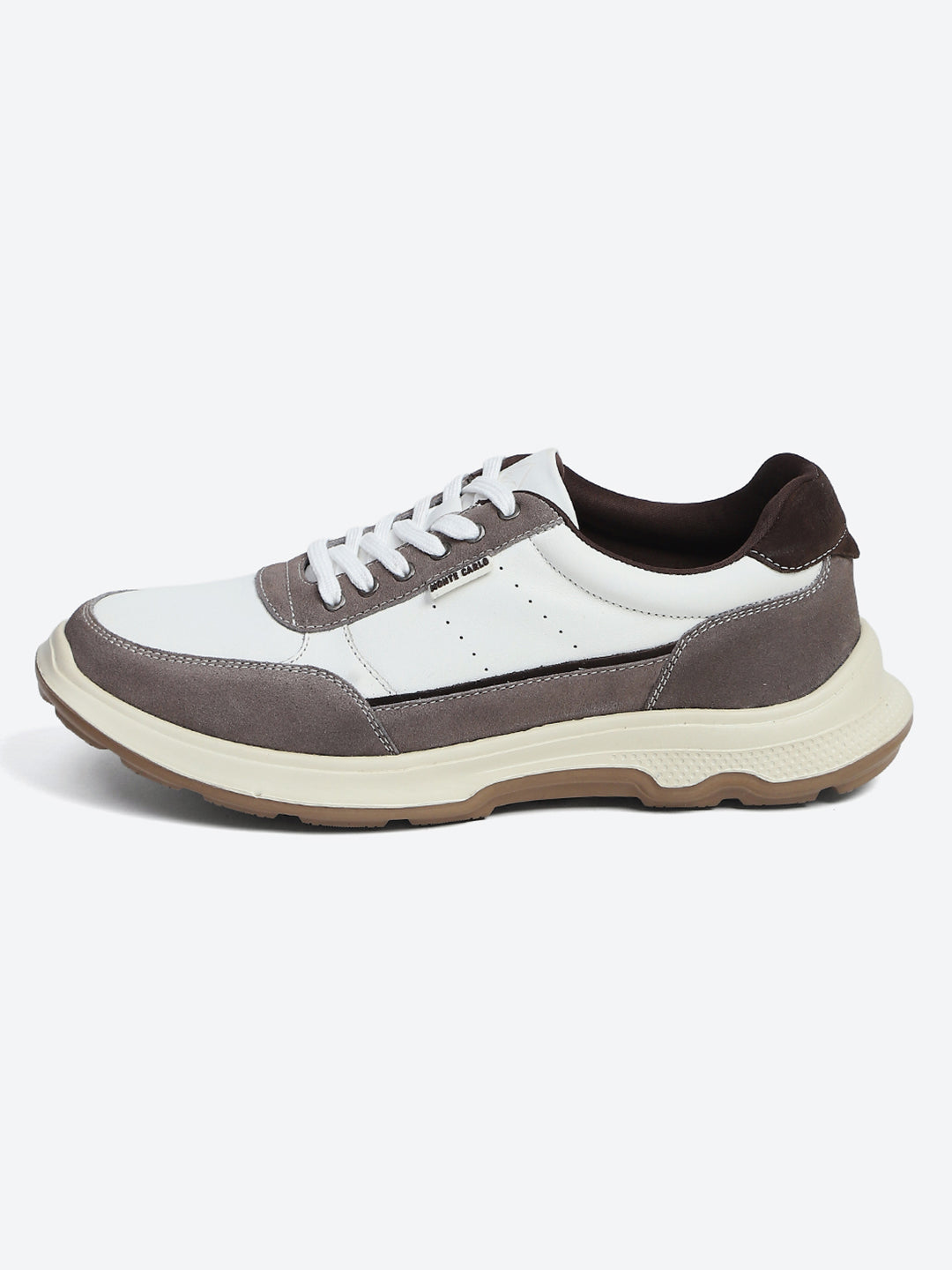 Monte Carlo White & Taupe Comfort Casual Sneakers for Men