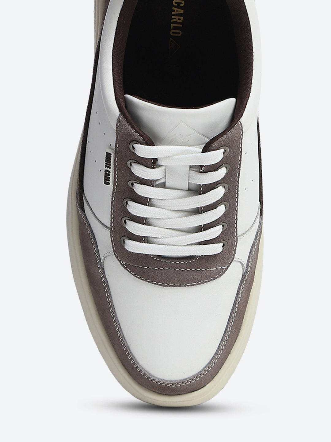 Monte Carlo White & Taupe Comfort Casual Sneakers for Men