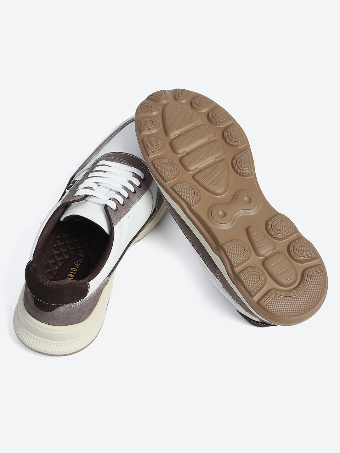 Monte Carlo White & Taupe Comfort Casual Sneakers for Men
