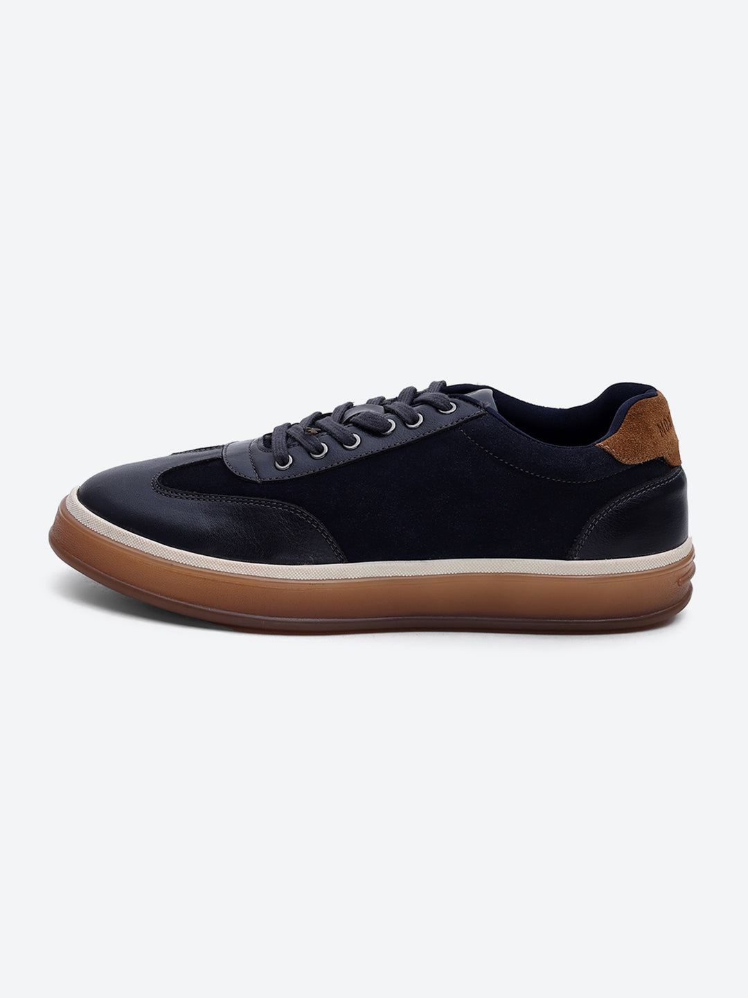 Men Navy Blue Lace Up Genuine Leather Sneaker