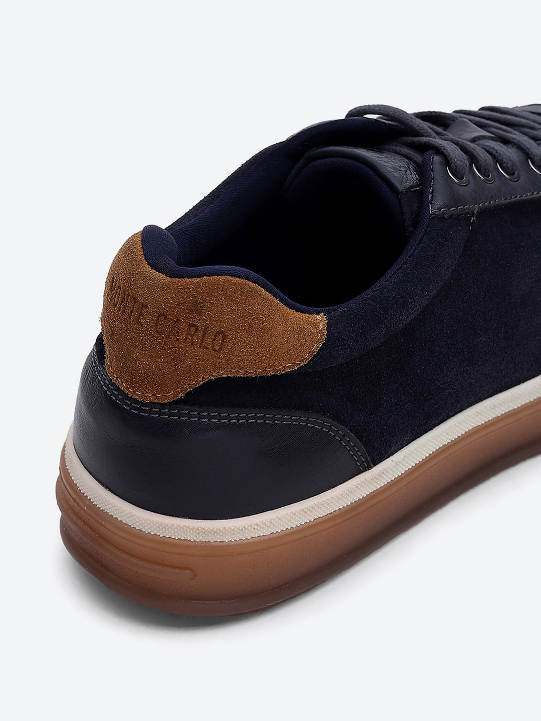 Men Navy Blue Lace Up Genuine Leather Sneaker