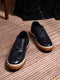 Men Navy Blue Lace Up Genuine Leather Sneaker