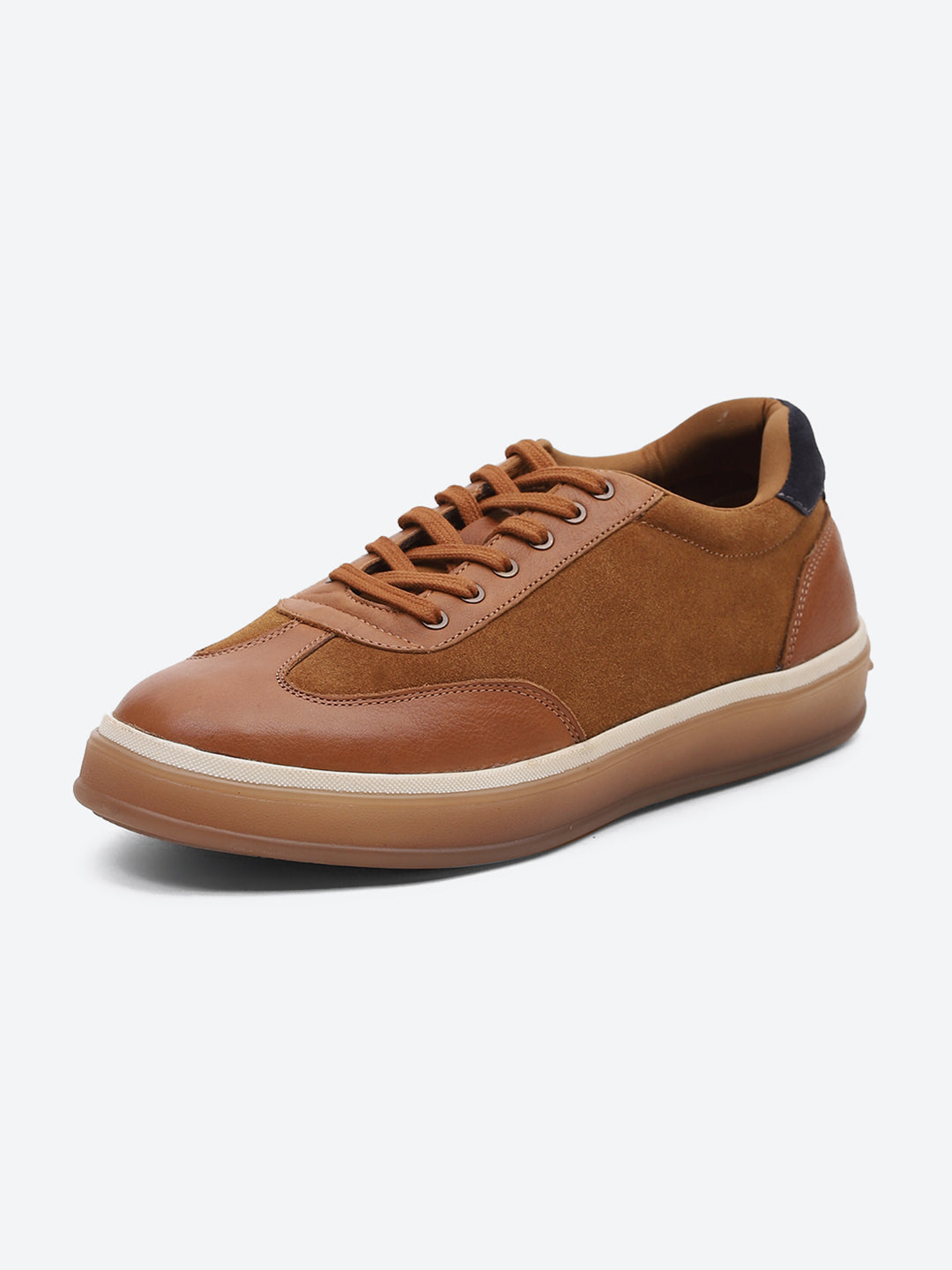 Men Tan Lace Up Genuine Leather Sneaker