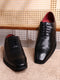 Men Black Lace Up Genuine Leather Formal Oxfords