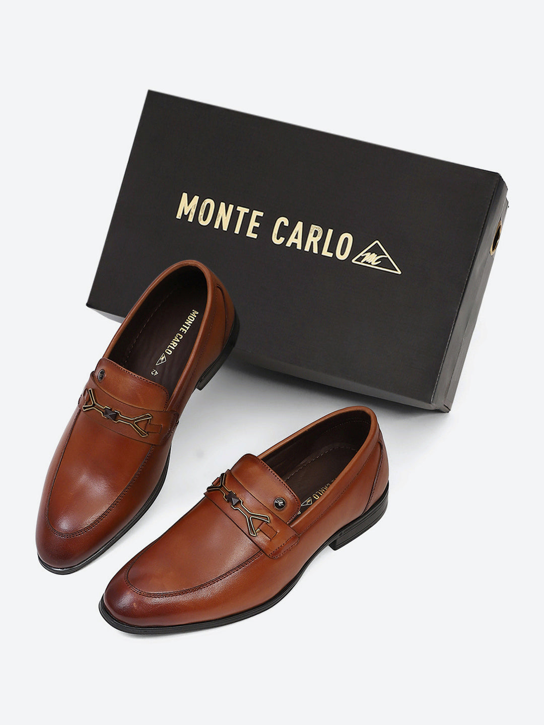 Men Tan Slip on Genuine Leather Penny Loafers