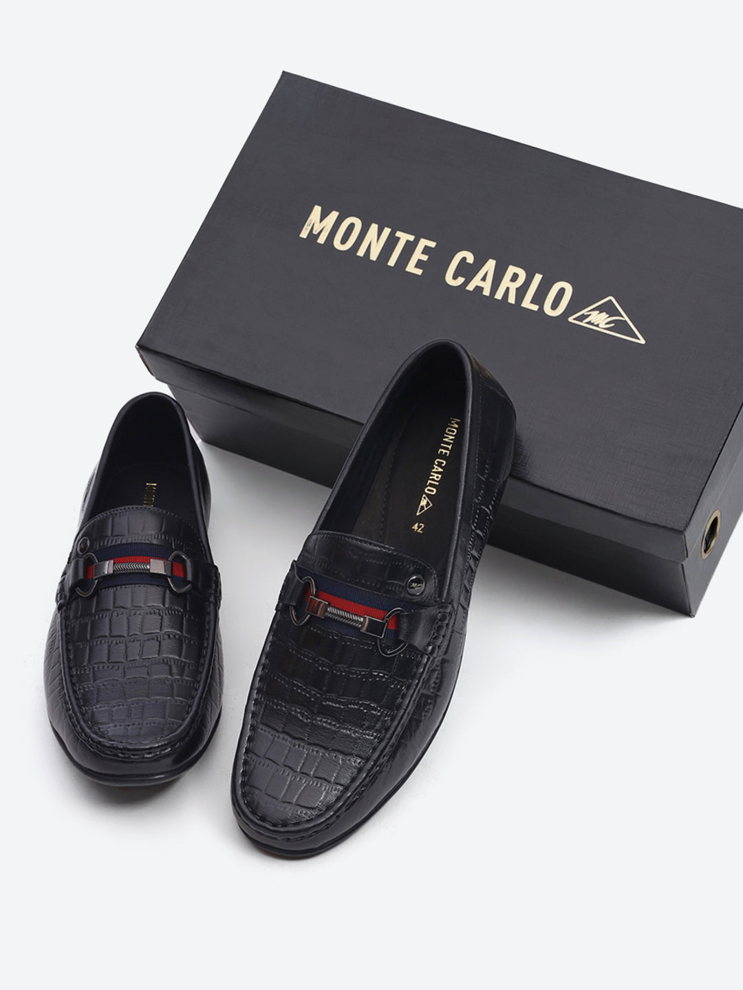 Men Black Slip on Leather Loafers