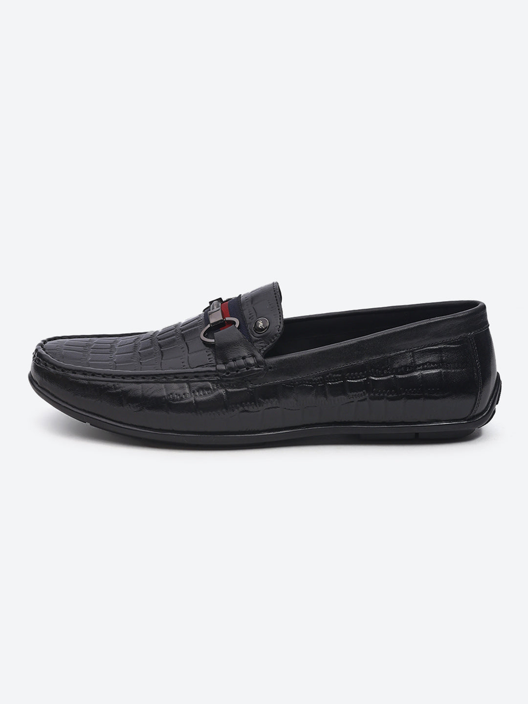 Men Black Slip on Leather Loafers