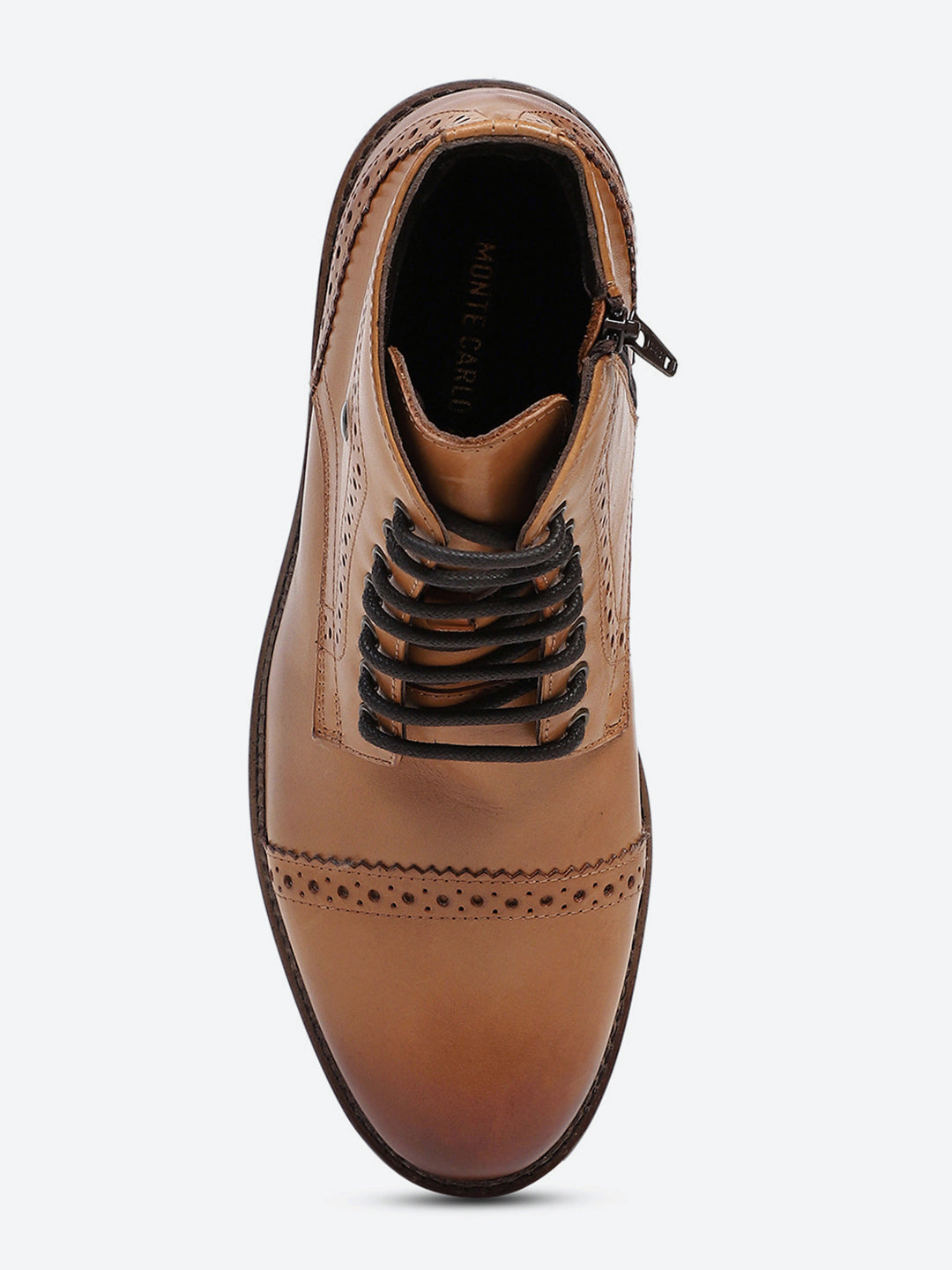 Men Tan Genuine Leather Lace Up Boots