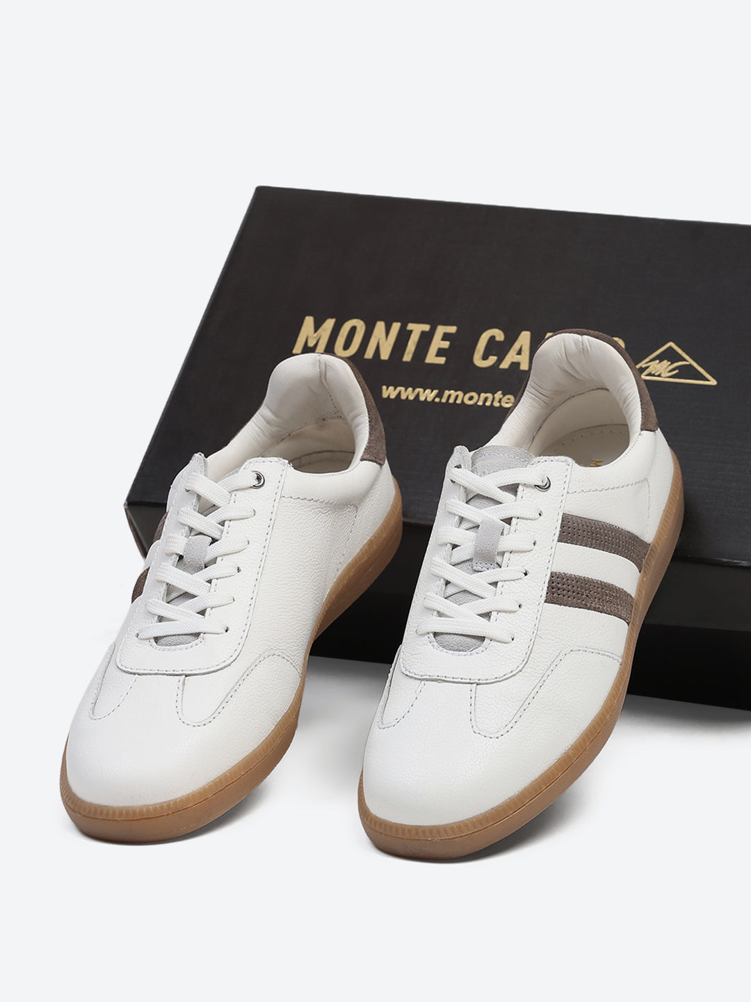Monte Carlo White Smart Lace-Up Casual Sneakers for Men