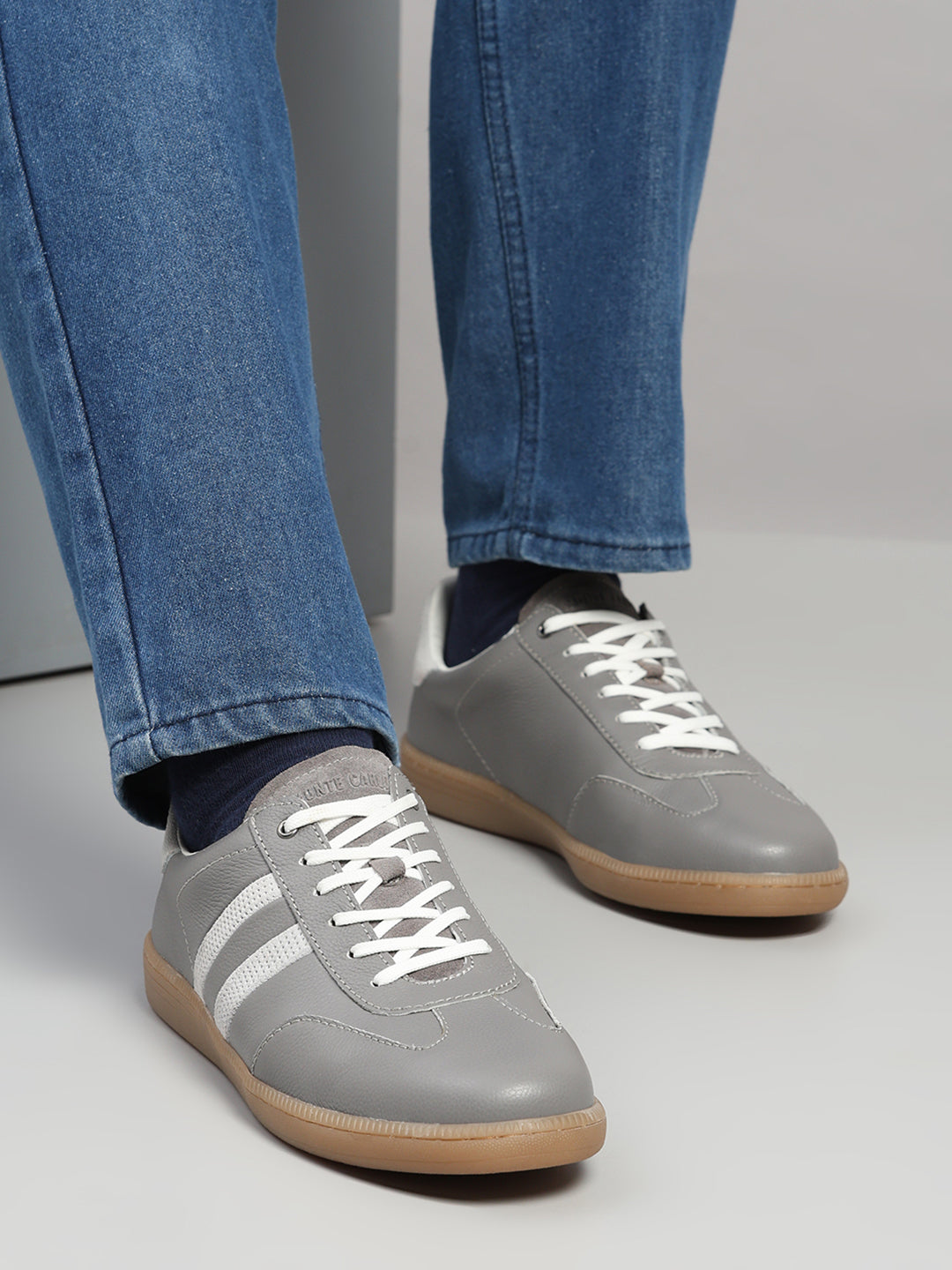 Monte Carlo Grey Smart Lace-Up Casual Sneakers for Men