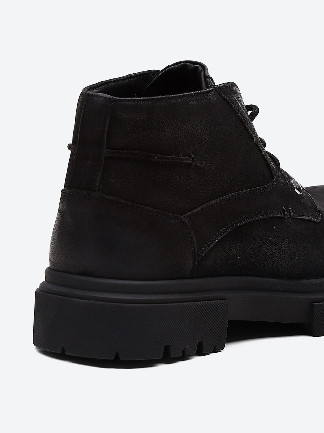 Men Black Lace Up Genuine Leather Comfortable and Light weight Outdoor Boots