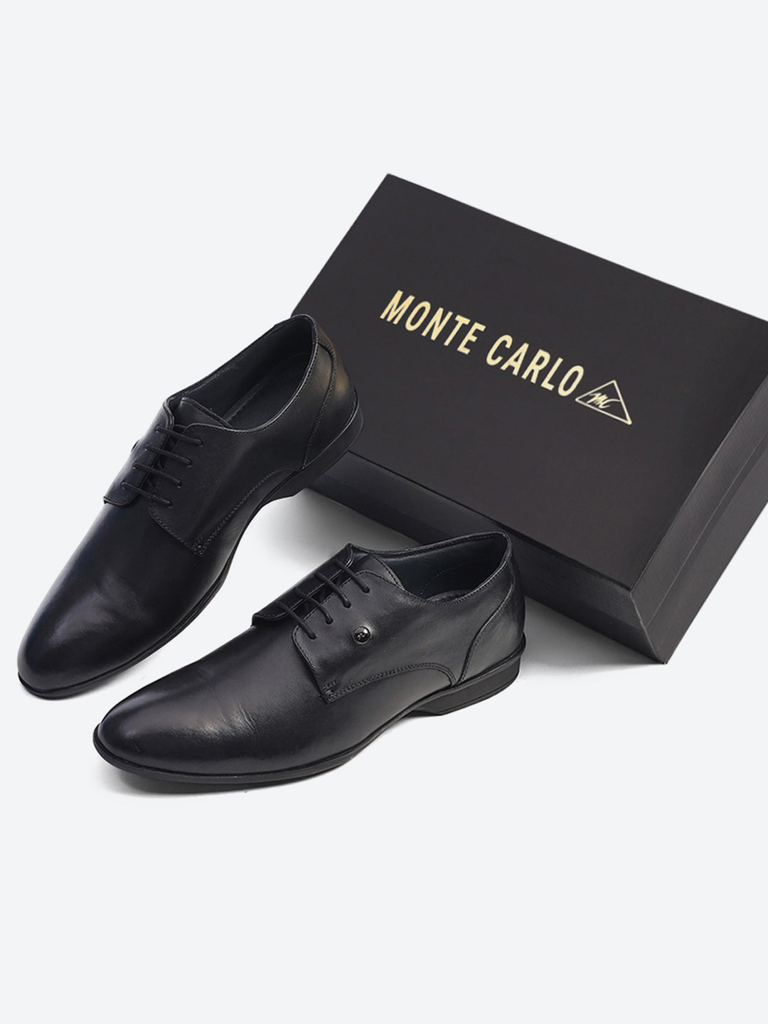 Men Black Lace Up Genuine Leather Formal Derbys
