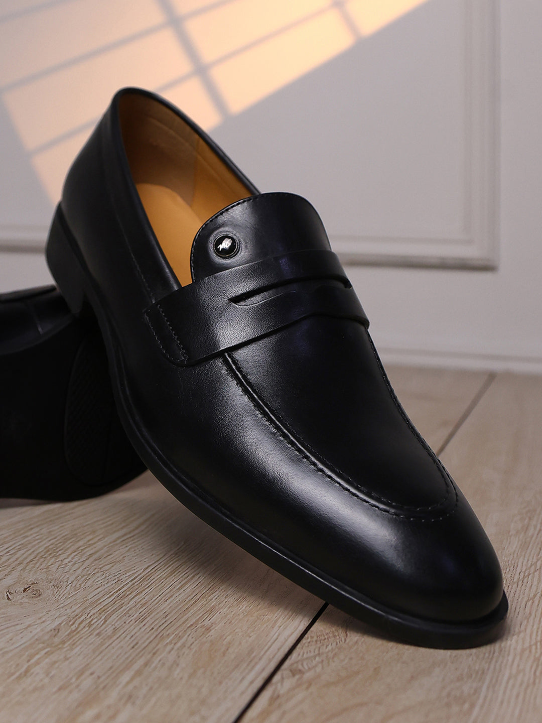 Men Black Slip on Genuine Leather Loafers