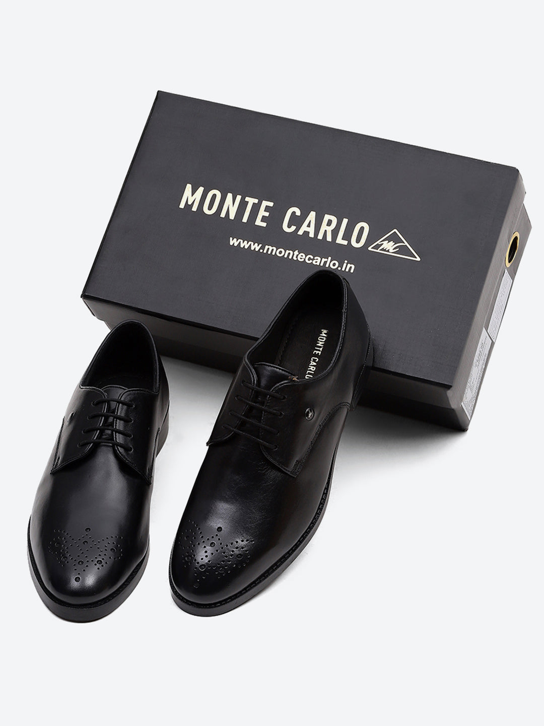 Men Black Genuine Leather Comfortable Lace-Up Formal Derby Shoes