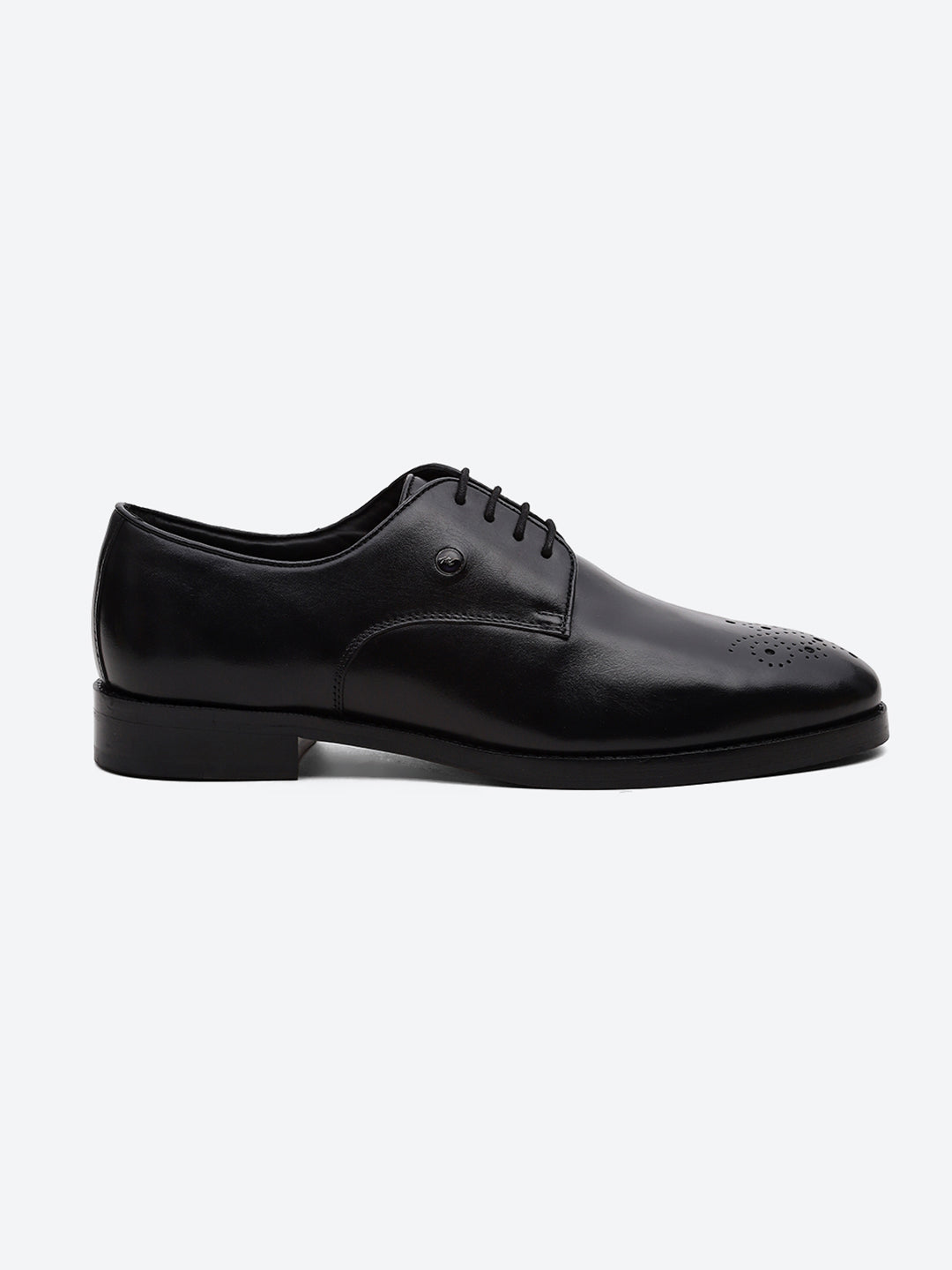 Men Black Genuine Leather Comfortable Lace-Up Formal Derby Shoes