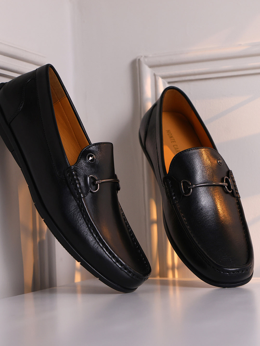Men Black Slip on Genuine Leather Loafers