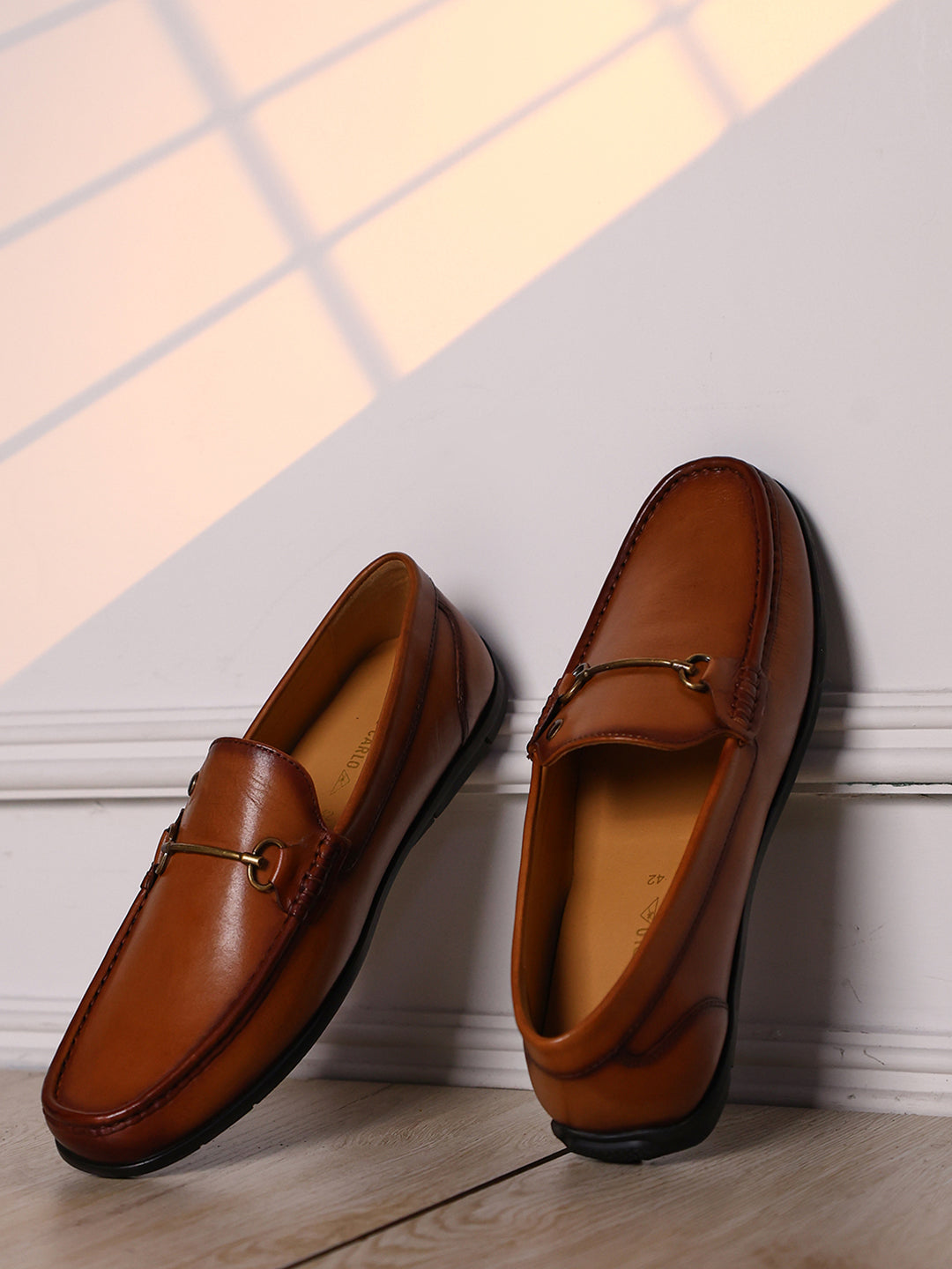 Men Tan Slip on Genuine Leather Loafers