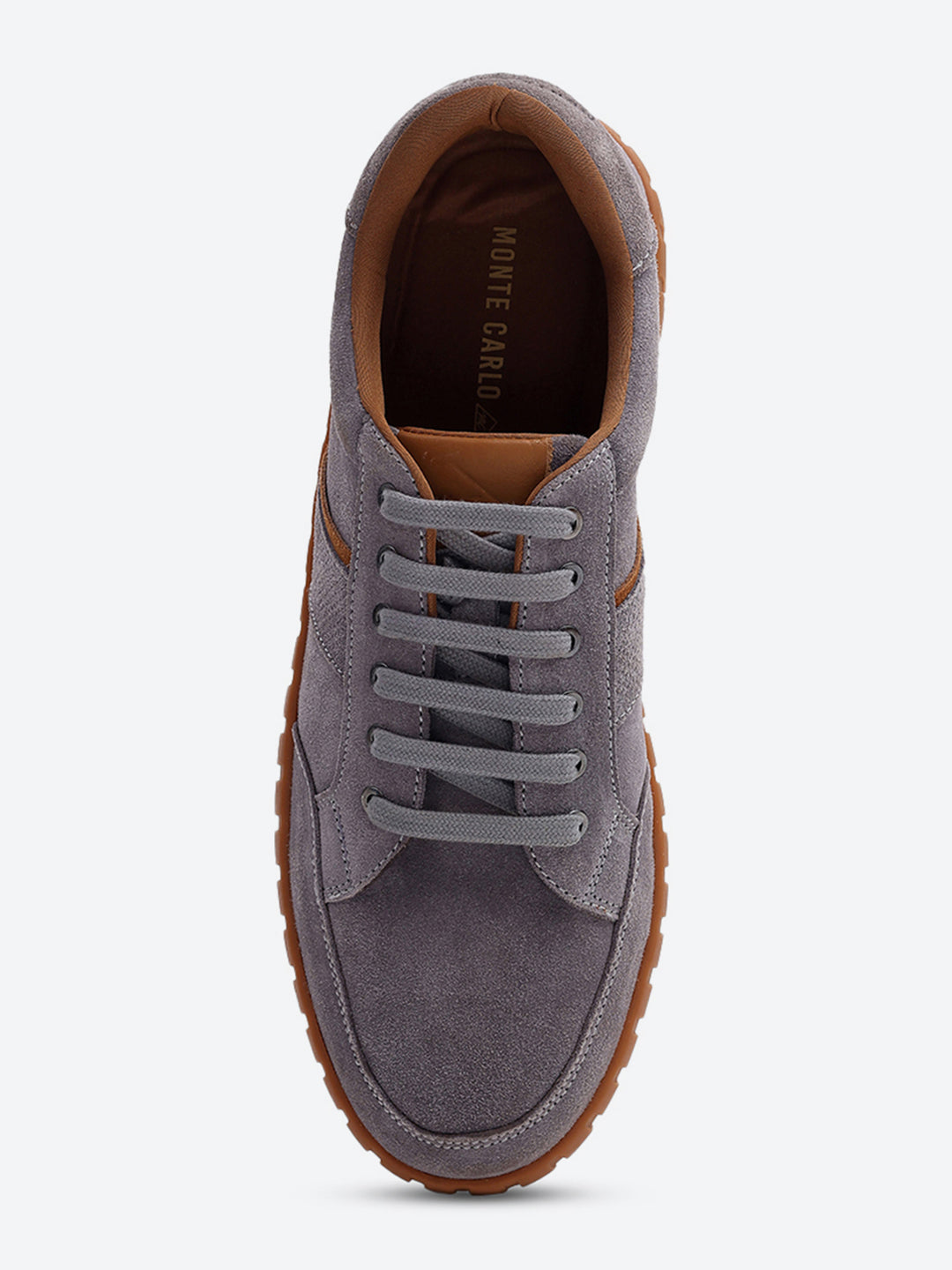 Men Grey Lace Up Genuine Leather Sneaker