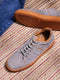 Men Grey Lace Up Genuine Leather Sneaker