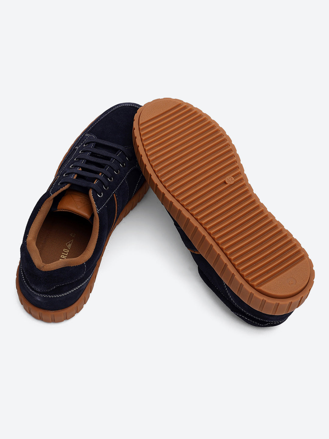 Men Blue Lace Up Genuine Leather Sneaker