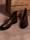 Men Brown Elastic Genuine Leather Chelsea Boots