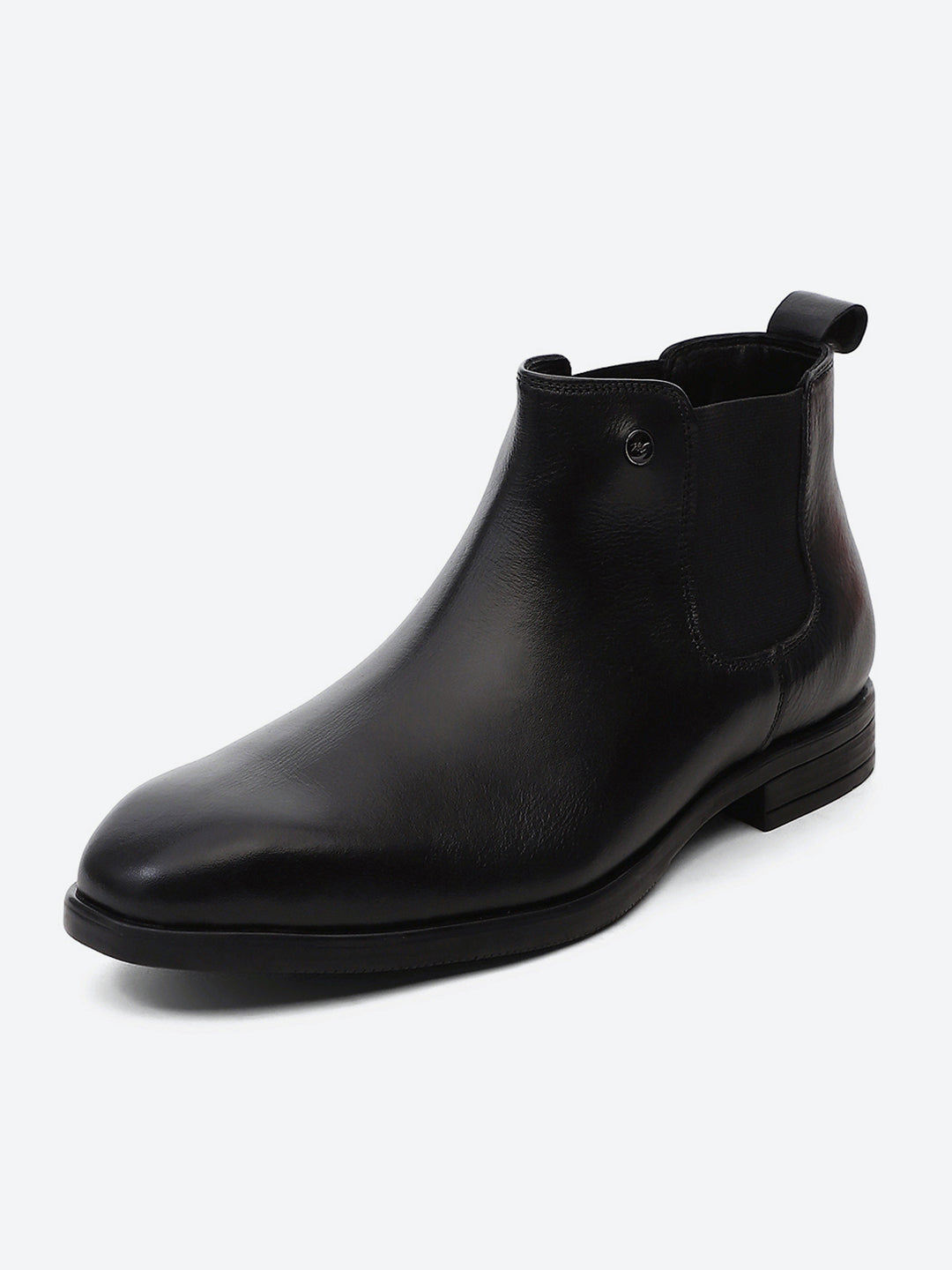 Men Black Elastic Genuine Leather Chelsea Boots