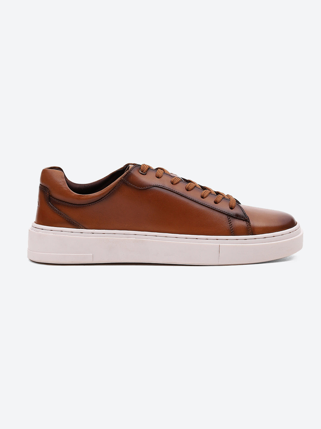 Men Tan Lace Up Genuine Leather Sneaker