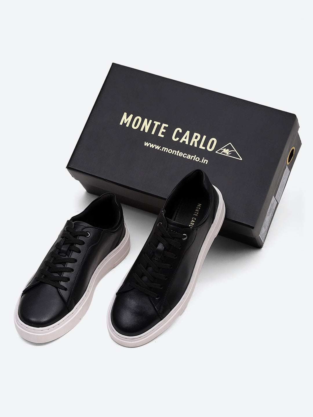 Men Black Lace Up Genuine Leather Sneaker