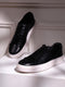 Men Black Lace Up Genuine Leather Sneaker