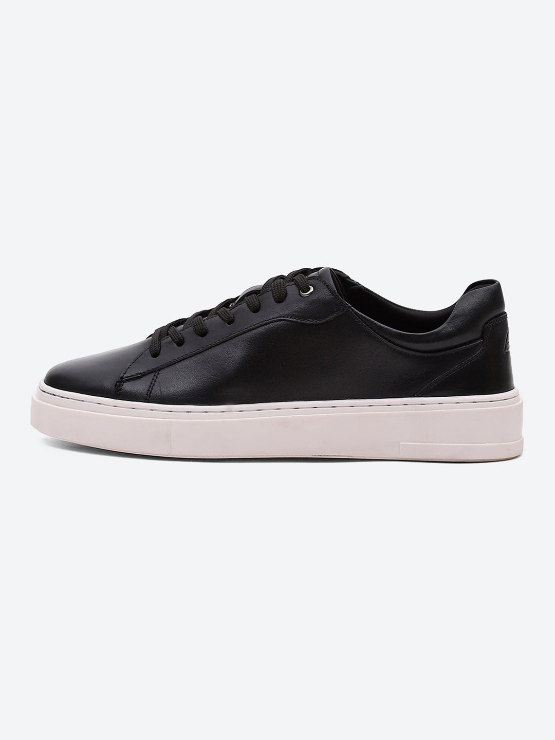 Men Black Lace Up Genuine Leather Sneaker