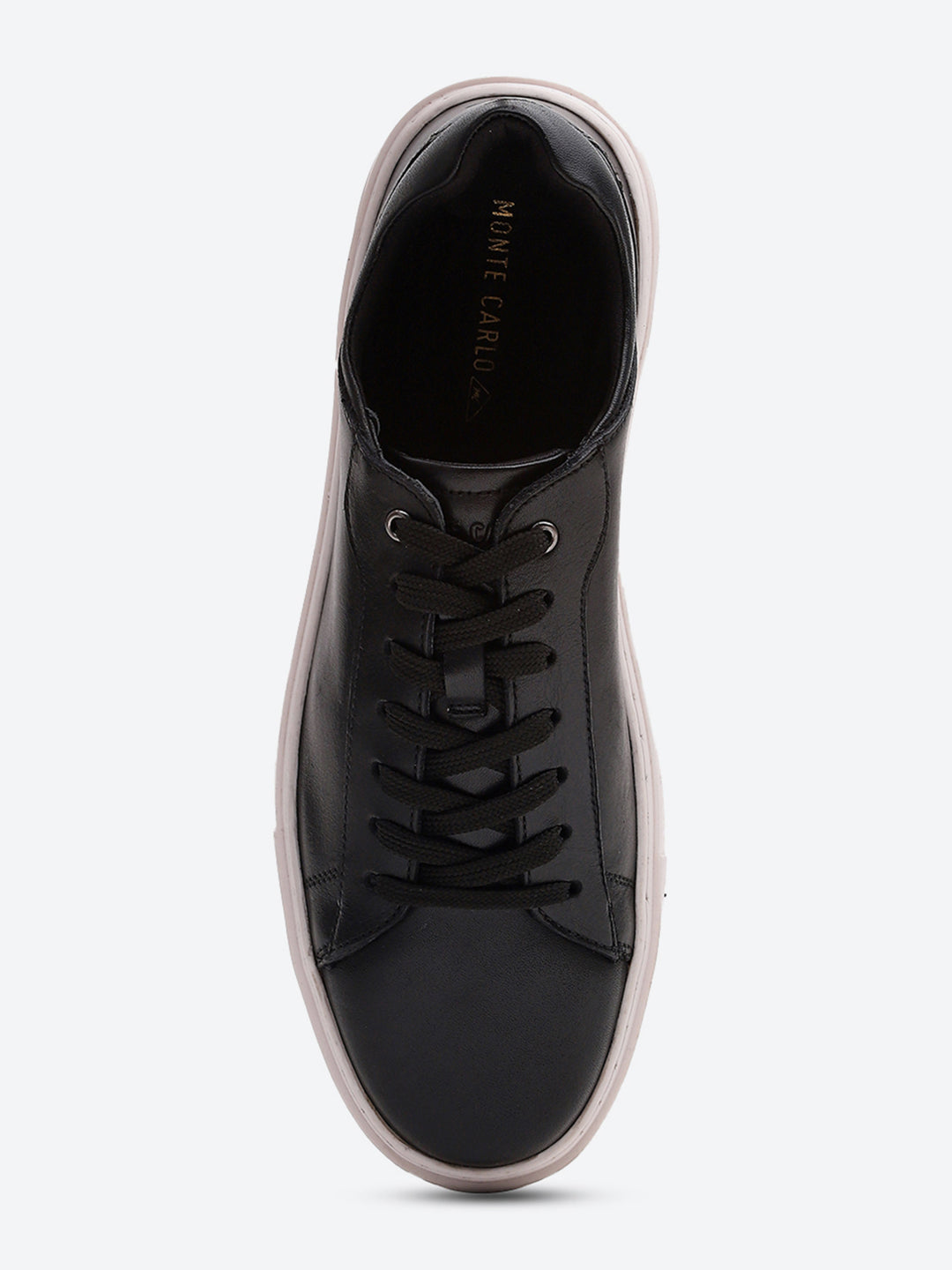 Men Black Lace Up Genuine Leather Sneaker