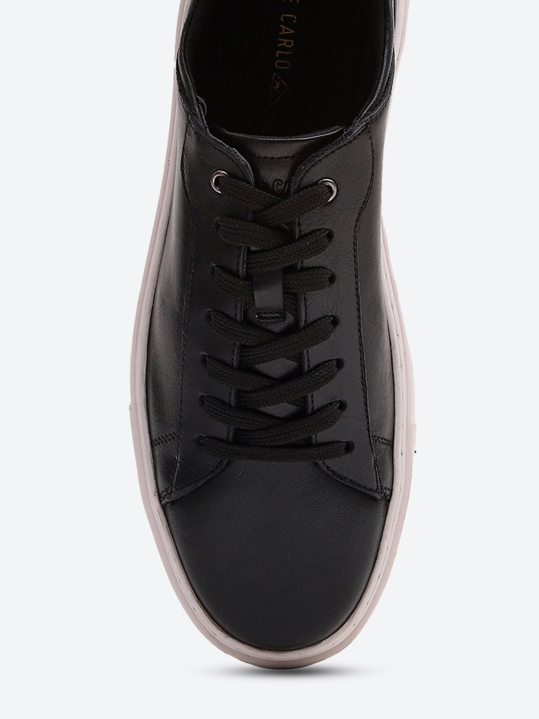 Men Black Lace Up Genuine Leather Sneaker