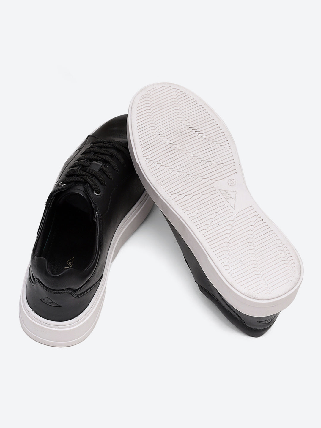 Men Black Lace Up Genuine Leather Sneaker