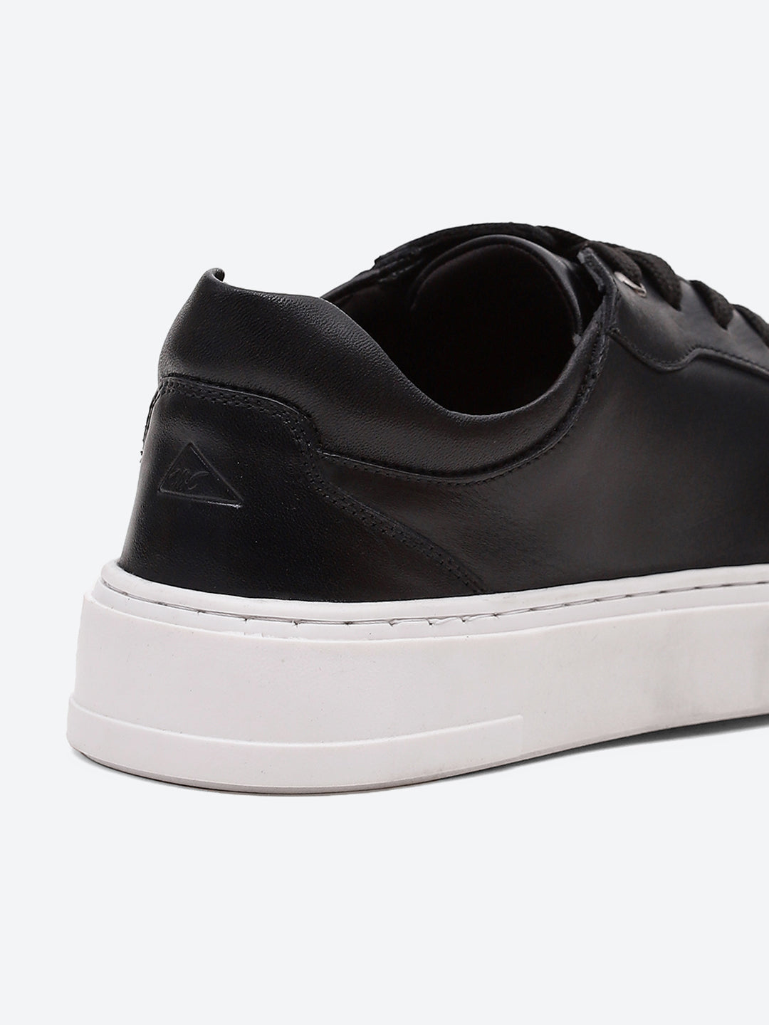 Men Black Lace Up Genuine Leather Sneaker