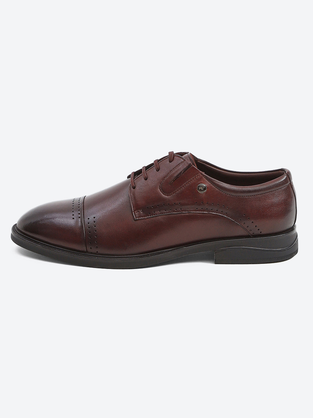 Men Brown Lace Up Genuine Leather Formal Derbys
