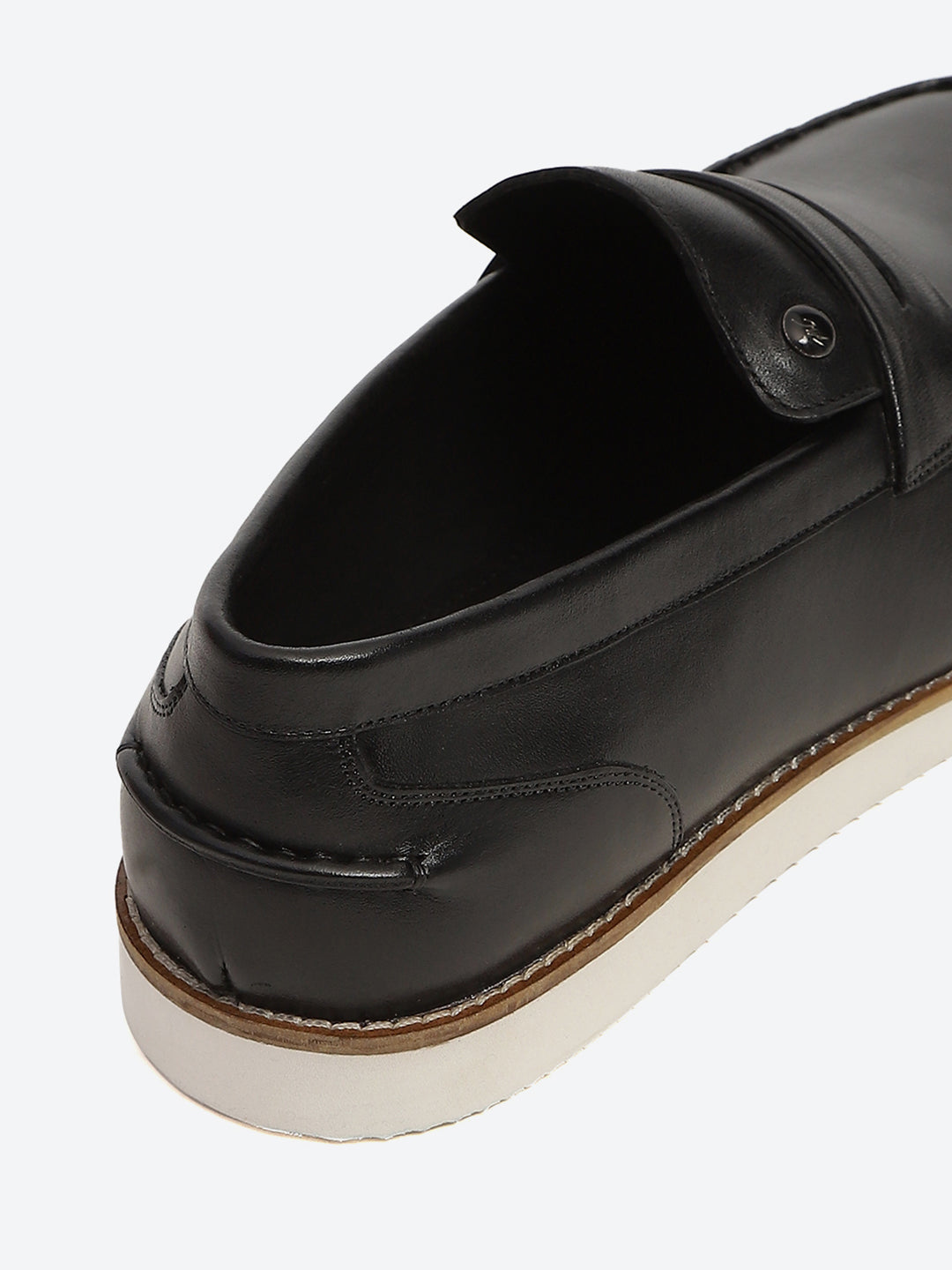 Men Black Slip on Genuine Leather Penny Loafers
