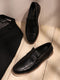 Men Black Slip on Genuine Leather Penny Loafers