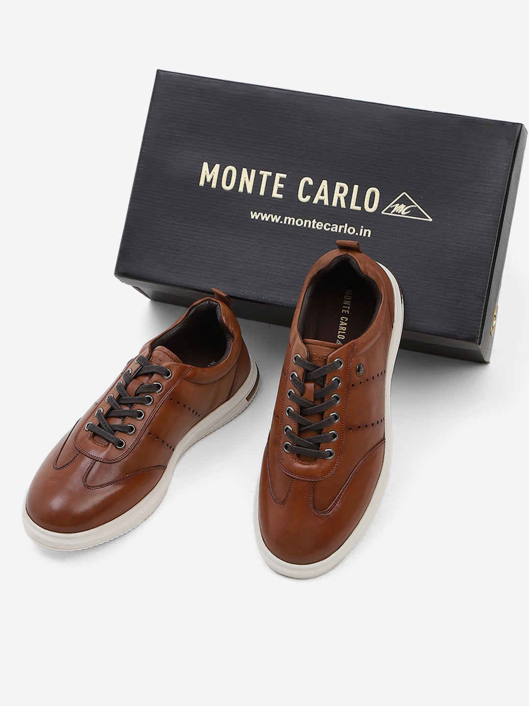 Men Tan Lace Up Genuine Leather Casual Shoes