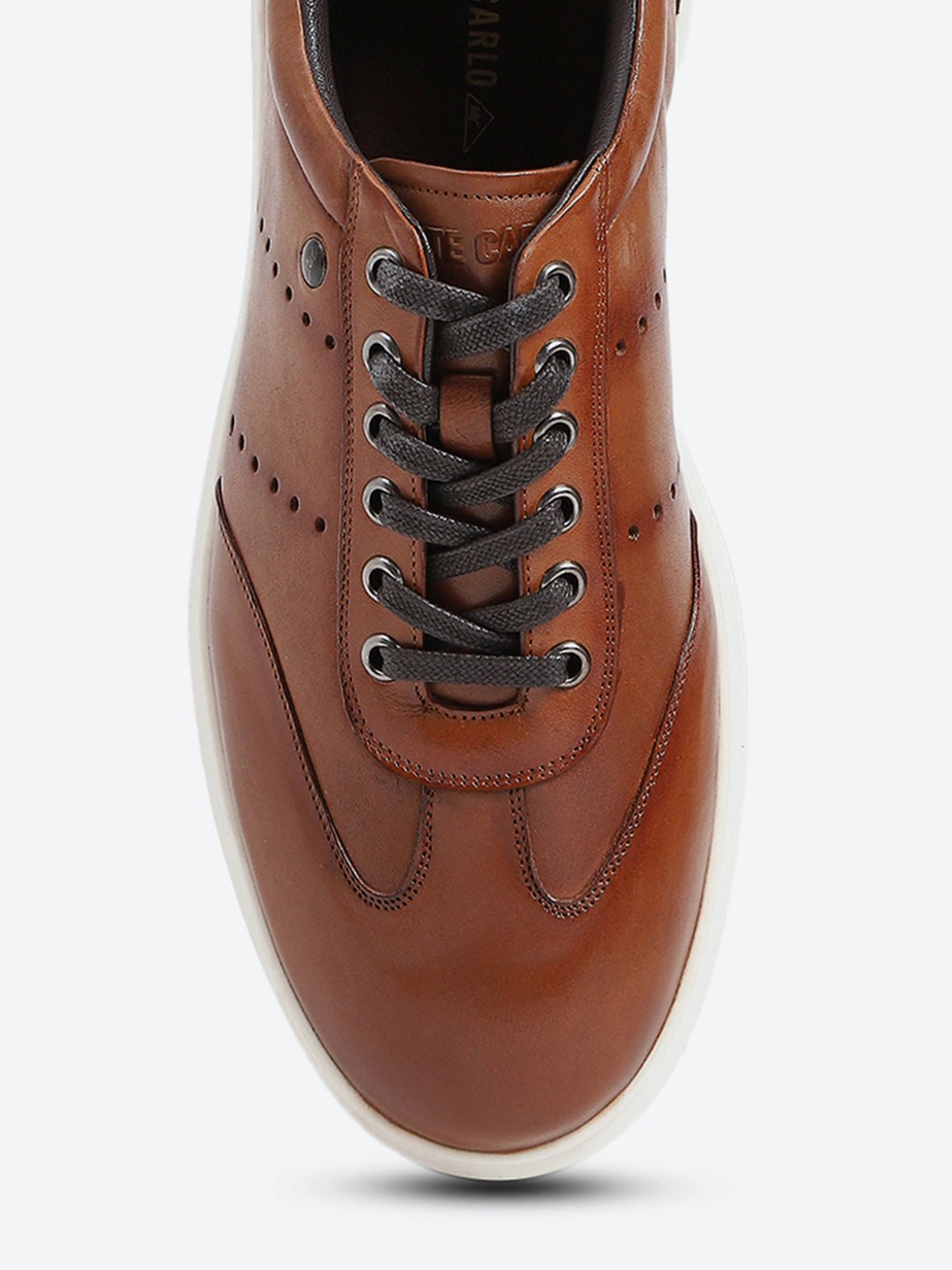 Men Tan Lace Up Genuine Leather Casual Shoes