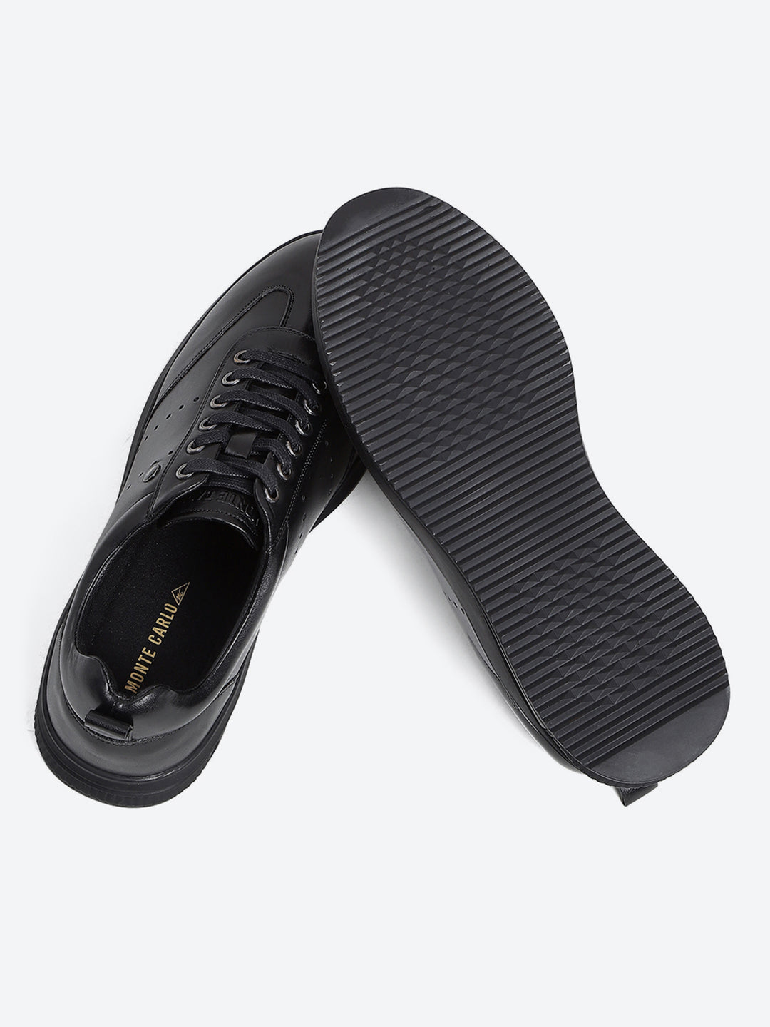 Men Black Lace Up Genuine Leather Casual Shoes