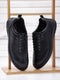Men Black Lace Up Genuine Leather Casual Shoes