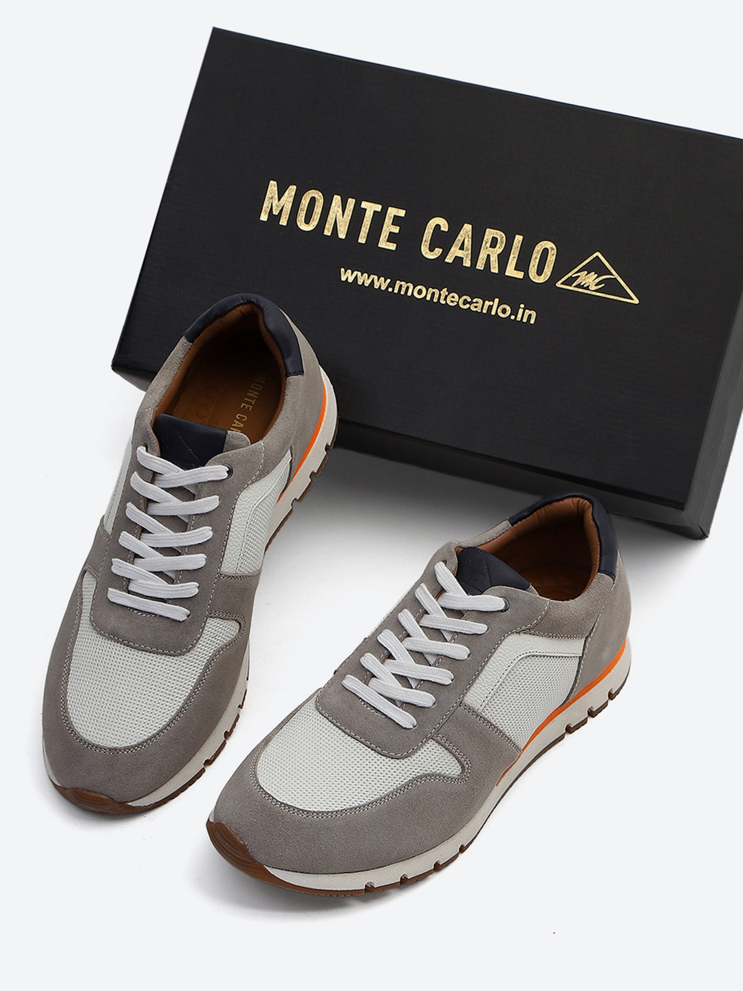 Monte Carlo White Leather Classic Retro Vintage Casual Lifestyle Trainer Lace-Up Sneakers for Men