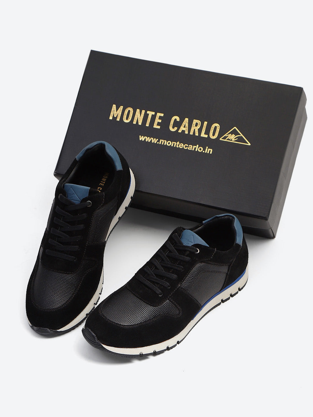 Monte Carlo Black Leather Lace-Up Sneakers for Men