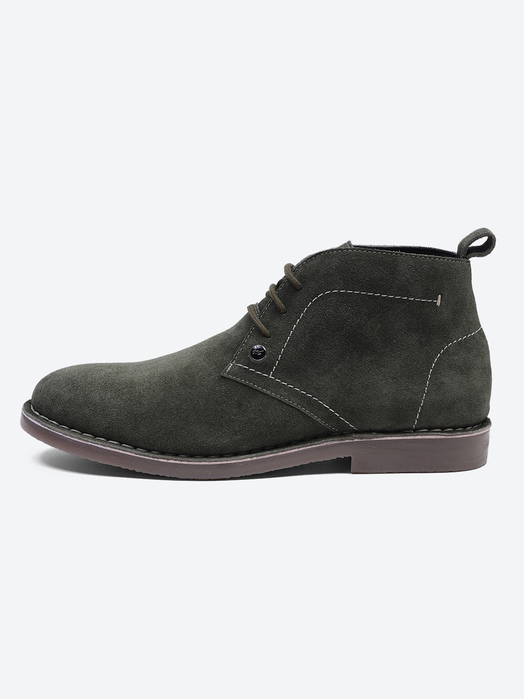 Men Olive Lace Up Genuine Leather Chukka Boots