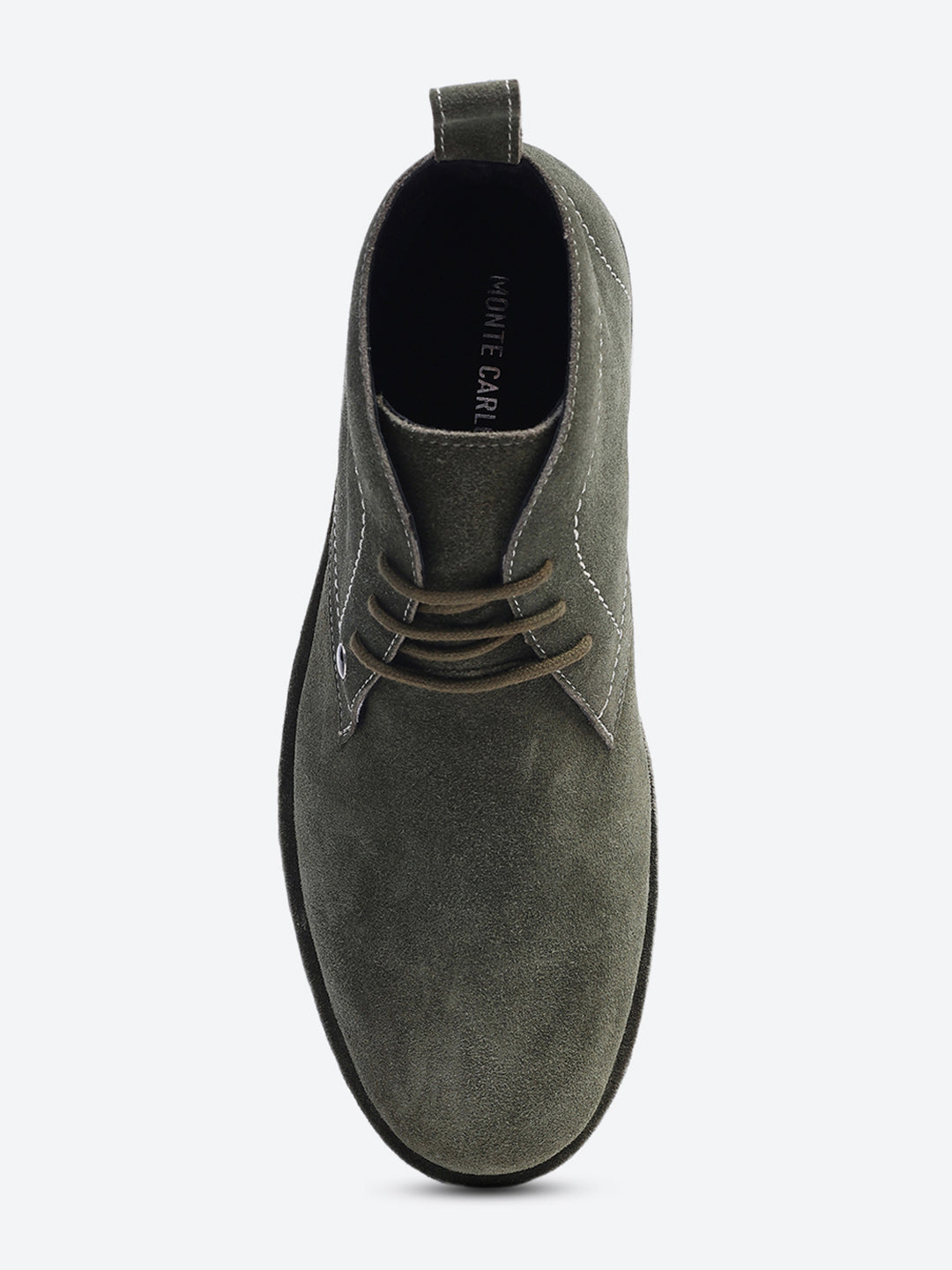 Men Olive Lace Up Genuine Leather Chukka Boots