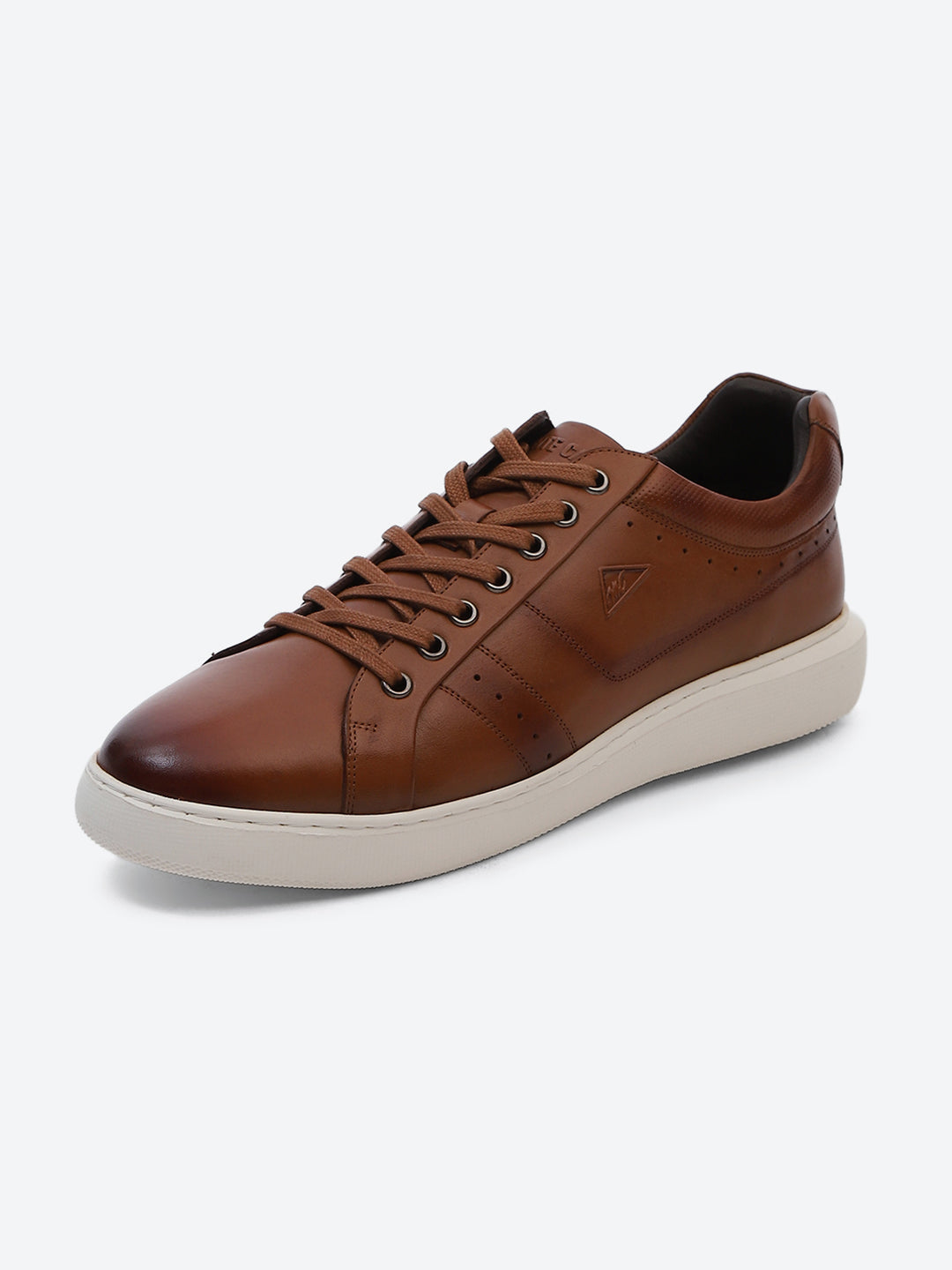 Men Tan Lace Up Genuine Leather Sneaker