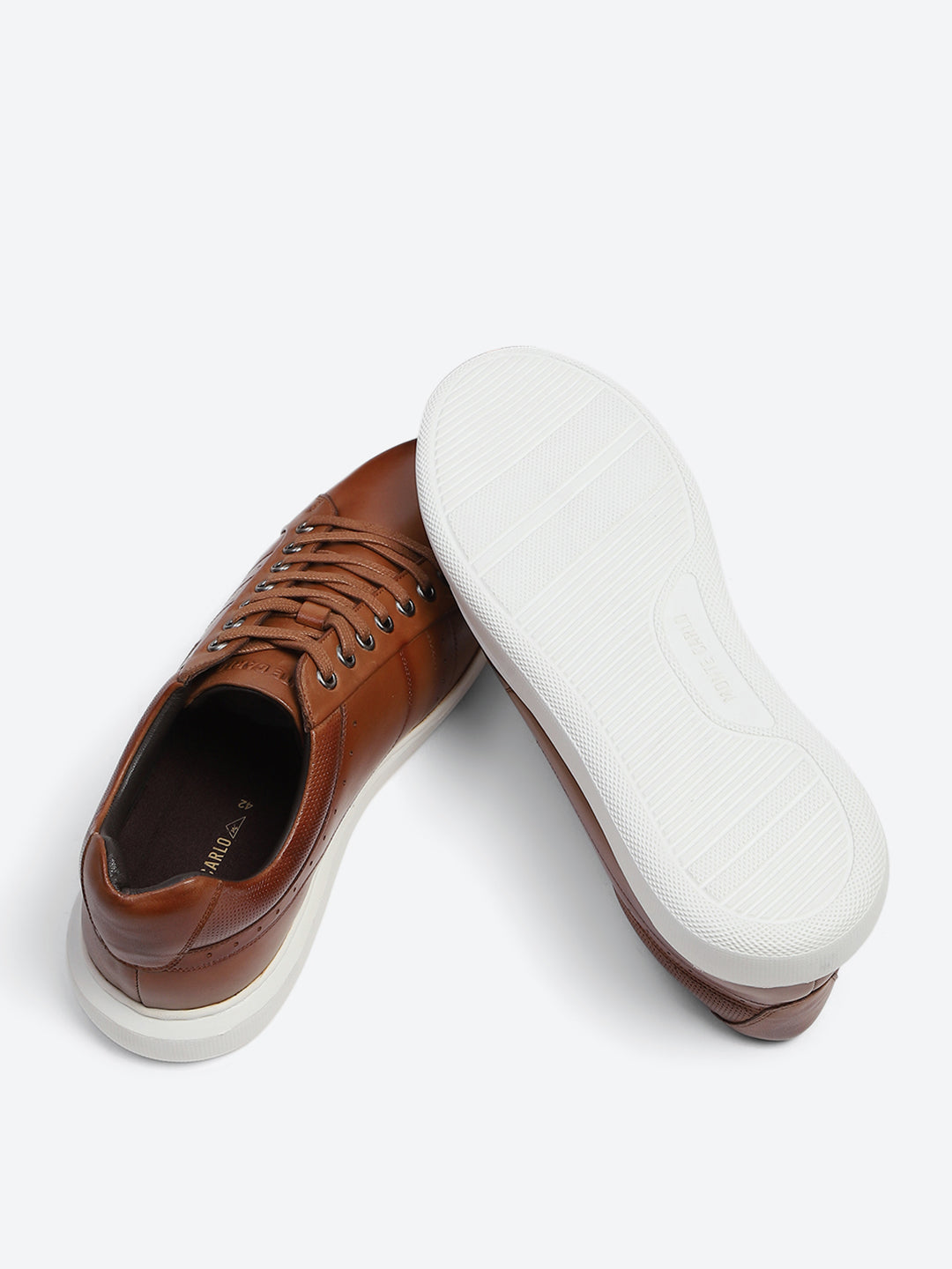 Men Tan Lace Up Genuine Leather Sneaker