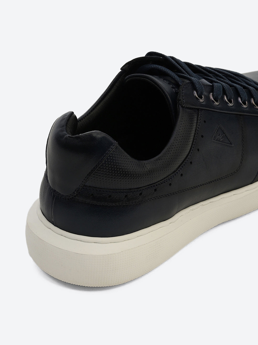 Buy Men Navy Blue Lace Up Genuine Leather Sneaker Online in India