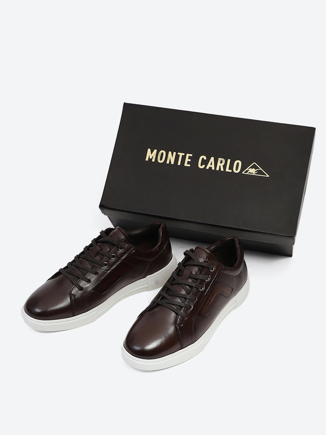 Men Brown Lace Up Genuine Leather Casual Sneakers